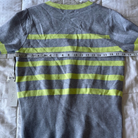 NWT Rachel Zoe Stripe Silver Button Cardigan S Grey Green - Picture 9 of 10